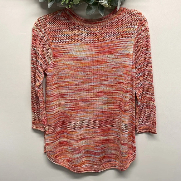 NWOT JohnPaulRichard Space Dyed Sweater Tunic 3/4 Sleeve Orange S - Picture 4 of 15